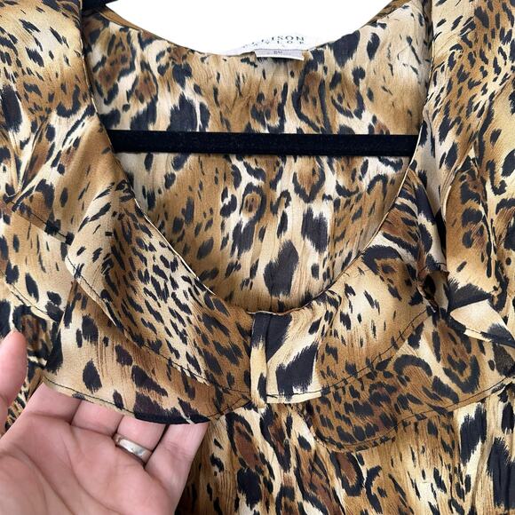 Allison Taylor Y2K 2000's Set of 2 Going Out Ruffle Tops Leopard Print Brown XL - Picture 4 of 15
